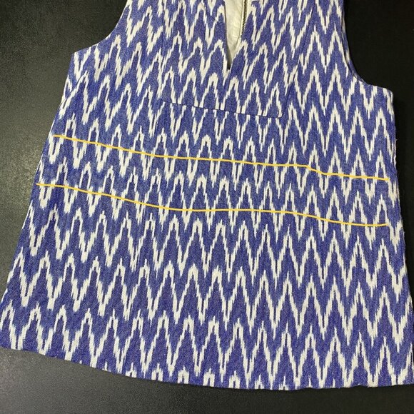 J. Crew Notched Shell Tank Top In Zig Zag Ikat Womens 00 Boho Coastal Grandma - Picture 13 of 16